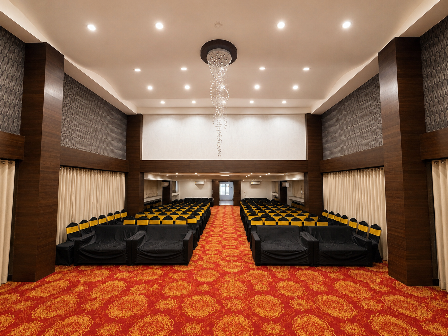 Sai Vijay grand banquet hall with crystal chandelier and 350+ guest seating